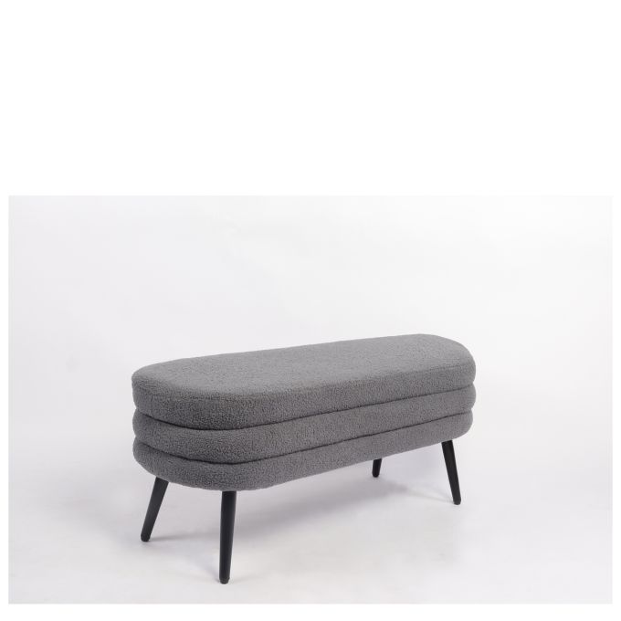 Παγκάκι Ottoman ArteLibre TONDO Γκρι Ύφασμα Teddy/Μέταλλο 42x112x44cm