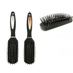 Βούρτσα Μαλλιών Μαλακή Λαβή Μαύρο Πλαστικό 5x24cm Σε 2 Αποχρώσεις