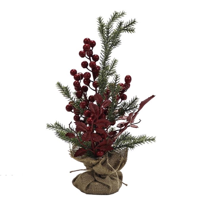Χριστουγεννιάτικη Γλάστρα Με Σάκο Και Δεντράκι Και Κόκκινα Berries 32cm
