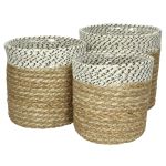 Καλάθι ArteLibre Φύλλο Hogla Φυσικό 20x20x20cm Σετ 3Τμχ