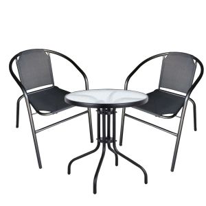 Σετ Τραπεζαρία Κήπου ArteLibre EARTH Μέταλλο Μαύρο Με 2 Πολυθρόνες