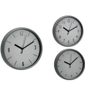 Ρολόι Τοίχου Γκρι/Πλαστικό Φ20cm Σε 3 Σχέδια