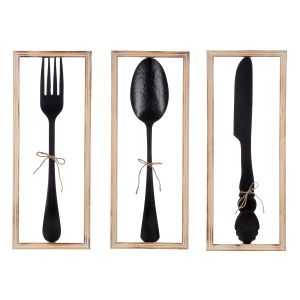 Διακοσμητικό Τοίχου Vintage Cutlery ArteLibre Μαύρο Μέταλλο 30x3x80cm Σε 3 Σχέδια