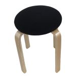 Σκαμπό ArteLibre MILOA Μαύρο/Φυσικό Ύφασμα/Ξύλο 42x42x45cm