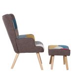 Πολυθρόνα Μπερζέρα Με Υποπόδιο ArteLibre BRIAR Patchwork Ύφασμα/Ξύλο 73x69x96cm