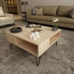 Τραπεζάκι Σαλονιού ArteLibre DONOUSA Δρυς/Μαύρο 80x80x38.6cm